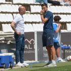 Gabri, amb el seu assistent Jordi Cumelles durant l’últim partit.