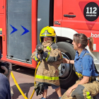 El pequeño TJ, de siete años, fue el protagonista el viernes en la sesión fotográfica en Lleida. 