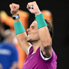 Rafa Nadal celebró con este gesto su clasificación para la final del Open de Australia.