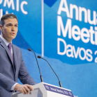 Sánchez durante su intervención en el foro económico de Davos.