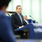 El primer ministro de Italia, Mario Draghi, durante una intervención al pleno del Parlamento Europeo.