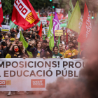 La manifestación de docentes de ayer en Barcelona.
