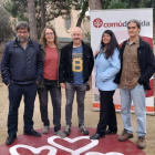 Los candidatos a encabezar la lista del Comú de Lleida a las elecciones municipales de 2023, Alfred Sesma, Laura Bergés, Jordi Cipriano, Anna Mayench y Sergi Talamonte.
