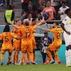 Los jugadores neerlandeses celebran uno de los goles ante Senegal.