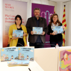 Les autores del llibre i el vicepresident del consell comarcal del Segrià, ahir en la presentació.