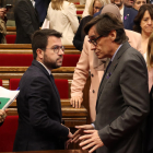 Pere Aragonès, ahir amb Salvador Illa al Parlament.