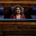La ministra de Hacienda y Función Pública, María Jesús Montero, durante la sesión plenaria en el Congreso.