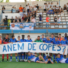 Els jugadors del Mollerussa celebren el seu segon accés consecutiu a la Copa del Rei.