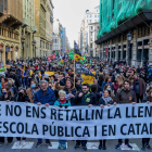 Imatge d’una mobilització a favor del català a classe.