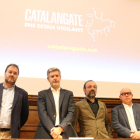 Els advocats víctimes de la vigilància, ahir en un acte celebrat a la Univeritat de Barcelona.