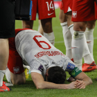 Lewandowski, emocionado tras su primer gol en un Mundial.