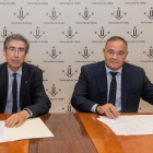Jaume Puy i Carlos Giménez, ahir a la firma del conveni.