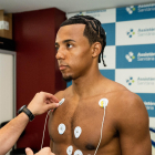 Jules Koundé, ayer durante la revisión médica como nuevo jugador del Barça.