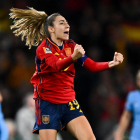 La madridista Olga Carmona celebra el gol que va donar el títol al combinat estatal.