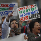 Médicos manifestándose en Barcelona el pasado jueves.