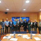 Los miembros de la plataforma que ayer se reunieron con representantes de la UE en Barcelona.
