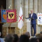 El alcalde de Valencia, Joan Ribó, durante su intervención como pregonero ayer en la Seu Vella. 