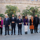 Los miembros del Consell del Diàleg Social, en el que ayer participó Pere Aragonès.