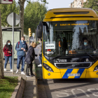 Imagen de un bus en servicios mínimos en la huelga del pasado 22 de abril. 