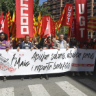 Manifestación de CCOO y la UGT con motivo del Primero de Mayo en Lleida