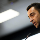 Xavi Hernández, ayer en rueda de prensa.