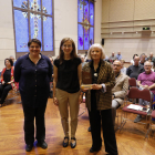 Estefania Rufach, Eulàlia Pagès i Alicia Giménez Bartlett després de rebre el premi, ahir a la UdL.