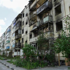 Edificios dañados en la ciudad rusa de Shebekino.
