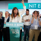 Laura Borràs celebra el triomf electoral a Barcelona diumenge amb Trias i Turull.