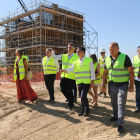 El ministre en funcions Félix Bolaños (centre) va visitar ahir les obres de la línia de l’AVE Múrcia-Almeria.