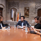 Aragonès estuvo todo el día de ayer reunido con su equipo en el Palau de la Generalitat.