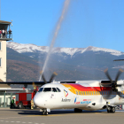El bautizo al primer vuelo regular entre el aeropuerto Andorra-La Seu y Madrid el 17 de diciembre de 2021.
