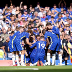 El Chelsea, durant la celebració d’un gol a la Premier League.