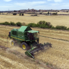 Trabajos de cosecha ayer en Sant Martí de la Morana, en el municipio de Torrefeta i Florejacs.