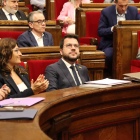 El president de la Generalitat, en la sessió de control d’ahir al Parlament.