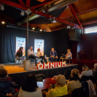 El acto de Òmnium Cultural tuvo lugar ayer al mediodía en el Café del Teatre de L’Escorxador. 