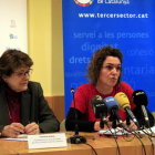 Francina Alsina i Maria Campuzano, a la roda de premsa d’ahir.