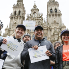 Ronaldo, amb el seu ‘compostel·la’ davant la catedral de Santiago.