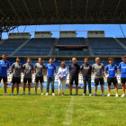El president del Lleida Esportiu, al centre, amb els responsables del futbol base aquesta temporada.