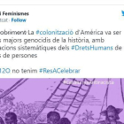 La conselleria de Feminismes de la Generalitat diu que la colonització d'Amèrica va ser "un dels majors genocidis de la història"