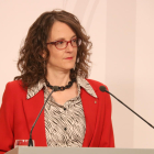 La consellera de Feminismes i Igualtat, Tània Verge, en roda de premsa