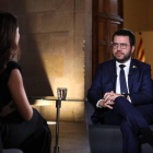 El president Aragonès, durant l’entrevista ahir a TV3.
