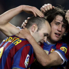 Iniesta i Bojan, quan van coincidir al Barcelona.