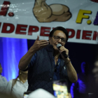 Fernando Villavicencio parla durant un míting de campanya, minuts abans de ser assassinat, a Quito.