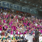 Grupo de seguidores del Força Lleida, durante un partido.