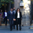 Aragonès y  la consellera de Presidencia, Laura Vilagrà, tras el Consell Executiu celebrado ayer.