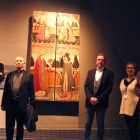 Autoritats en l'acte de presentació de les dues taules gòtiques del Mestre de Vielha cedides per la Diputació de Lleida al Museu de Lleida.