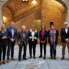 Foto de grup dels participants en la presentació de l’Any Vallverdú, a la seu del departament de Cultura de Barcelona.