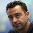 Xavi Hernández, entrenador del Barcelona, durant la compareixença ahir davant dels mitjans.