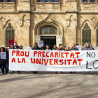 Mobilització. El mes passat un grup de docents, personal i estudiants van protestar contra la nova llei d’Universitats.