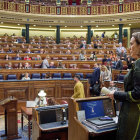 La líder del PP en el Congreso de los Diputados, Cuca Gamarra, durante el pleno de ayer donde se aprobó la reforma del Código Penal. 